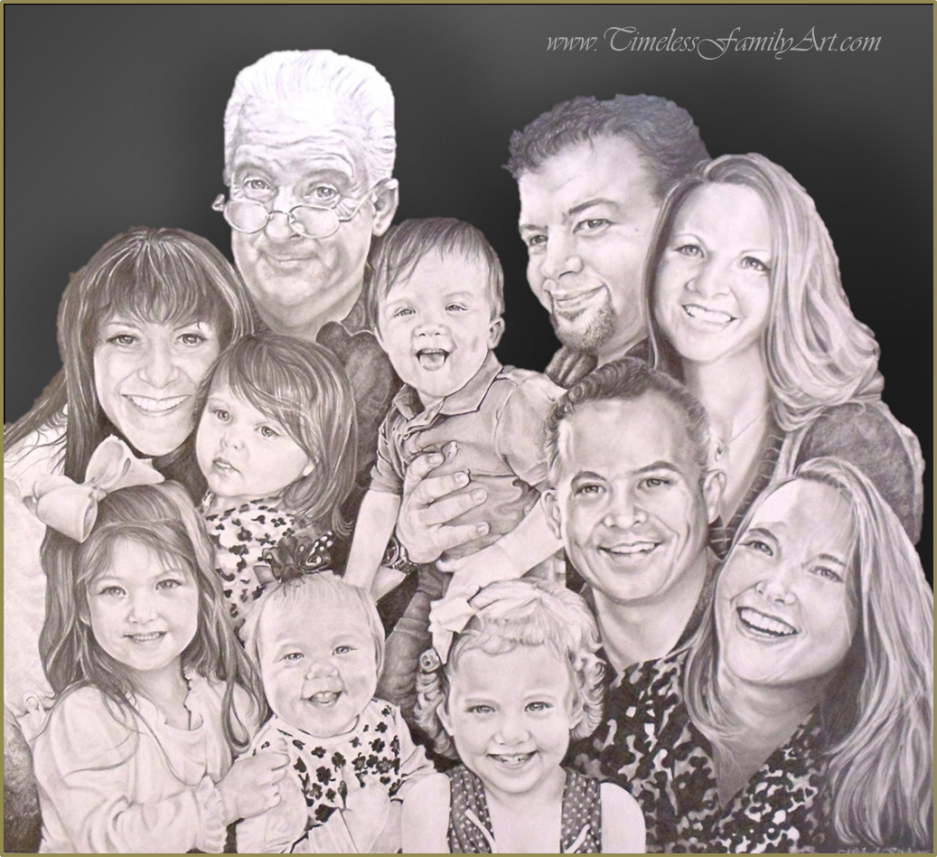 Family Portrait Pencil Drawing - Mike Kitchens 
