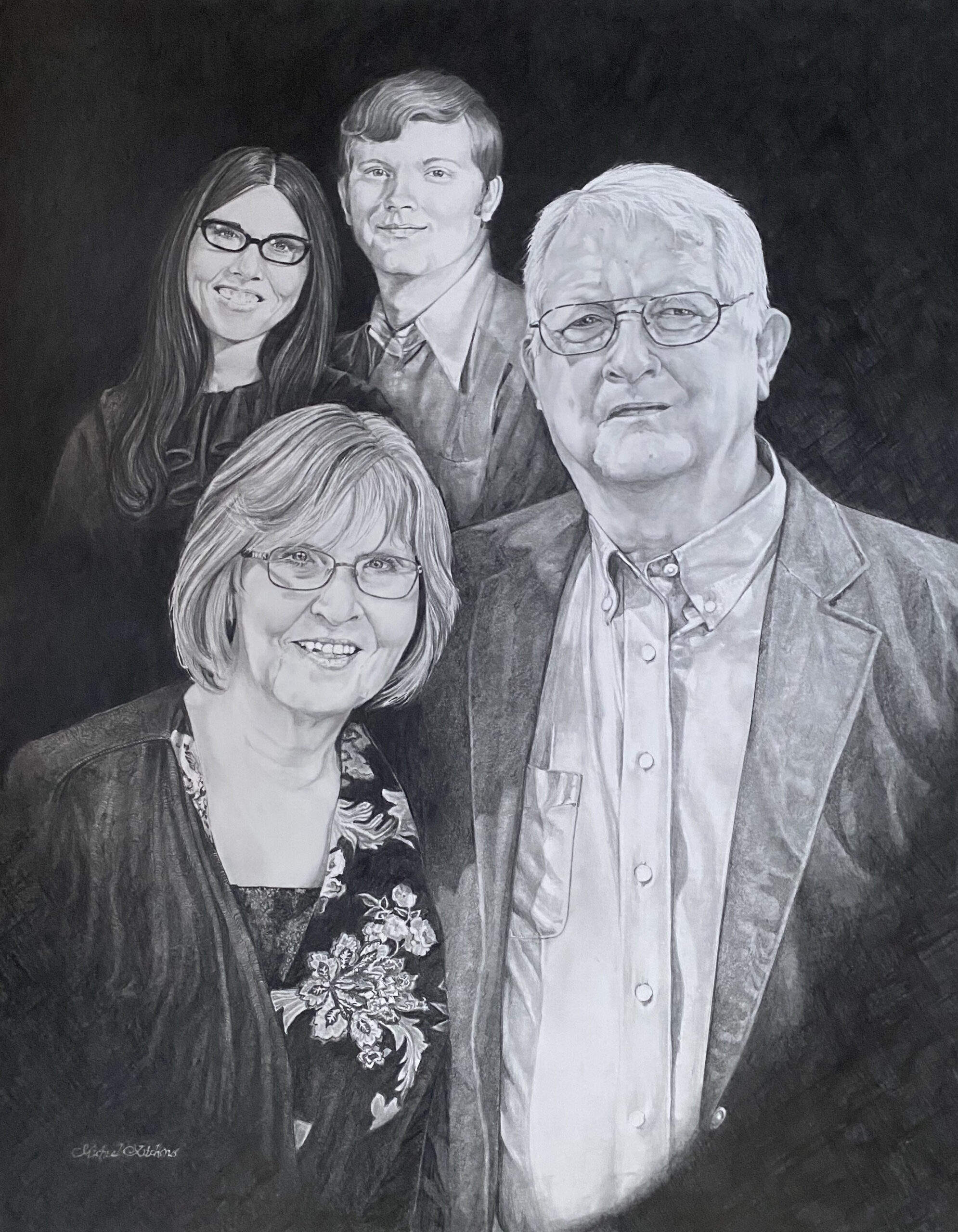 50th anniversary gift family portrait custom pencil drawing from photos